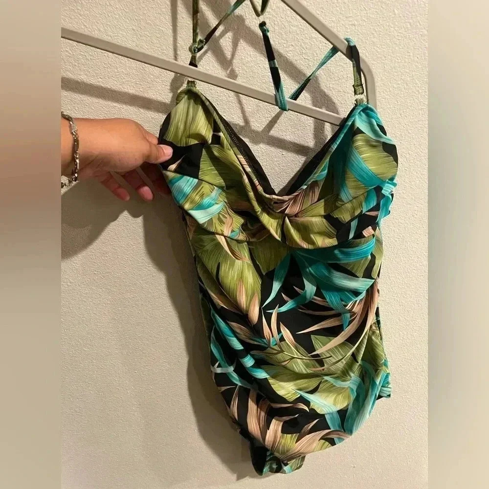 Aliana swim‎ floral tropical one piece swimsuit size 12